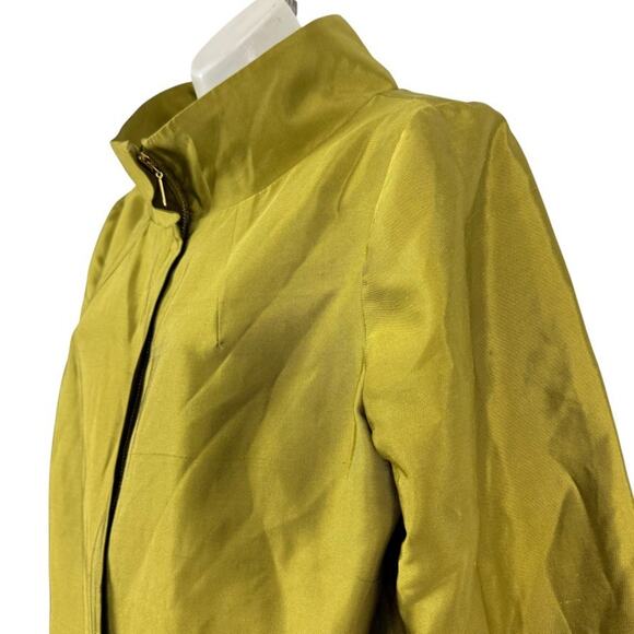 Chicos Travelers Collection Lentil Green Lined Silk Blend Jacket Blazer sz 1 / M - Picture 10 of 16